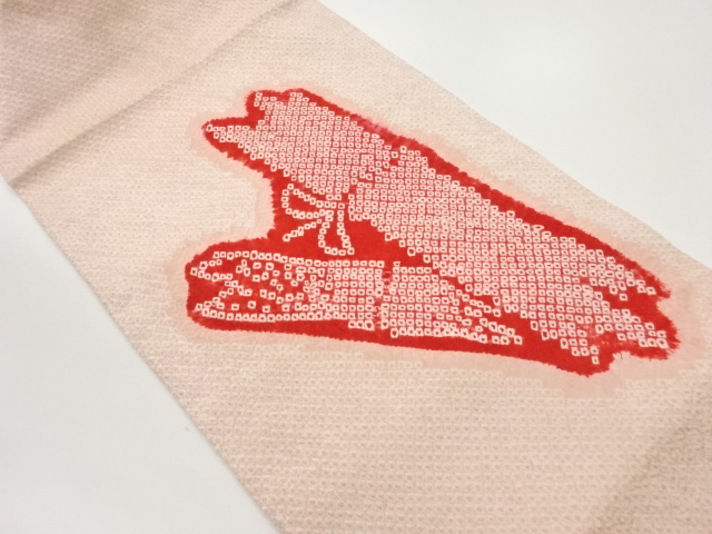 鹿の子絞り幾何学模様名古屋帯